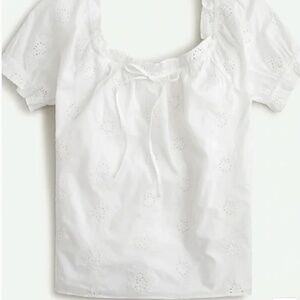 J-Crew Square-neck top with embroidered eyelet in White Size S